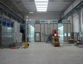 Cabine pressurizzate di verniciatura-essiccazione per pezzi di grandi dimensioni con apertura superiore inserimento pezzi con carroponte