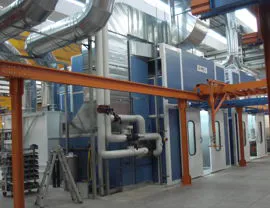 Cabina di verniciatura a liquido pressurizzata con sistema di riscaldamento ad acqua calda