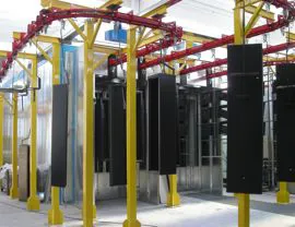 Polymerization oven with air curtains pre-chamber