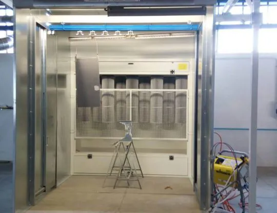 Cabina di verniciatura polveri a flusso orizzontale dell’aria